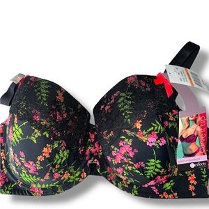 Perfects Australia 40DD "Curve It Up" Contour Balconette Bra UW VIBRANT FLORAL